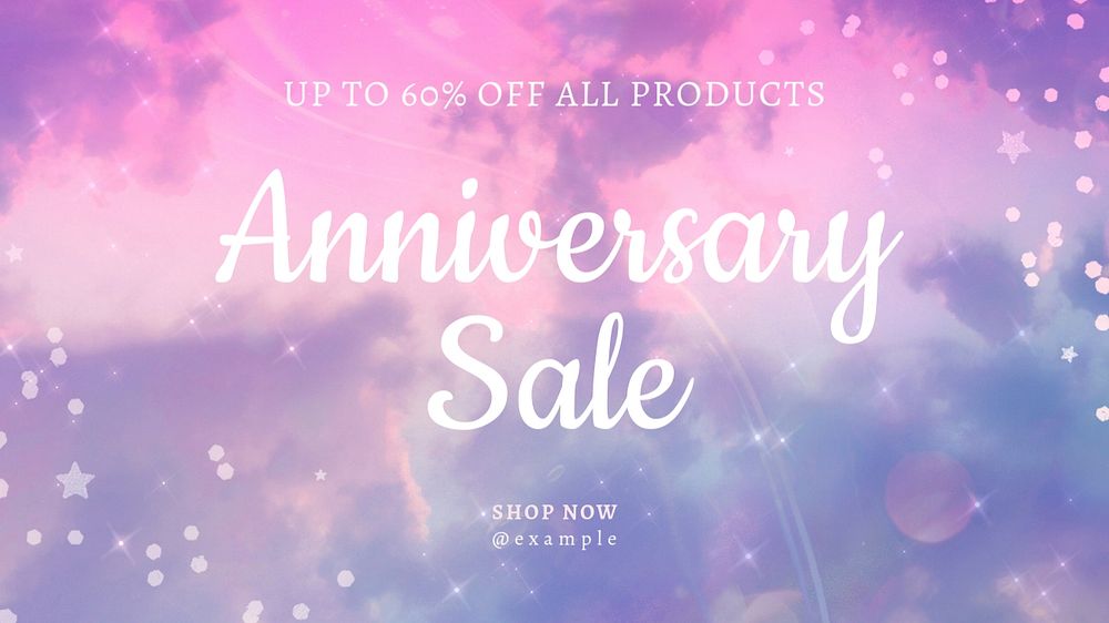 Anniversary sale blog banner template, editable text