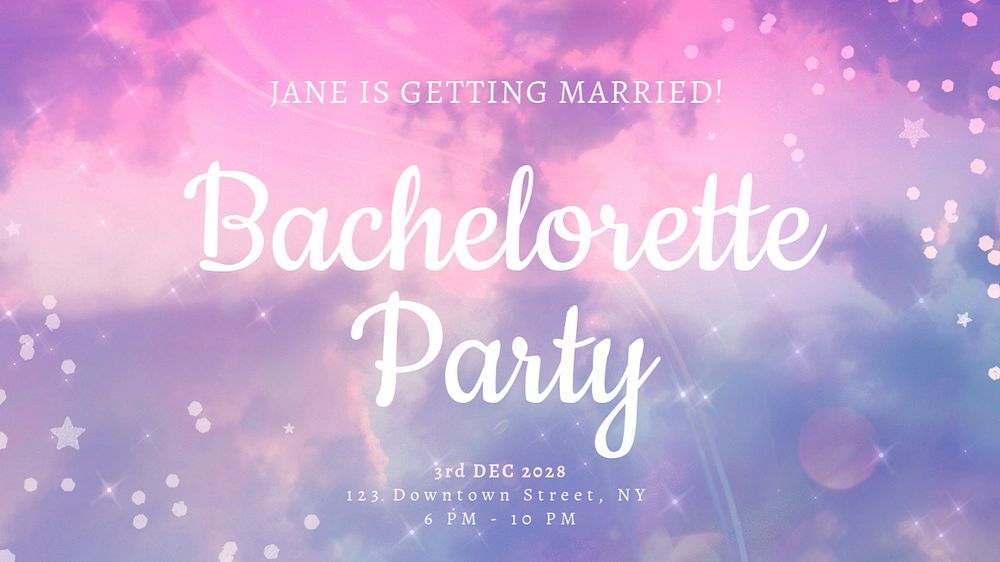 Bachelorette party blog banner template, editable text