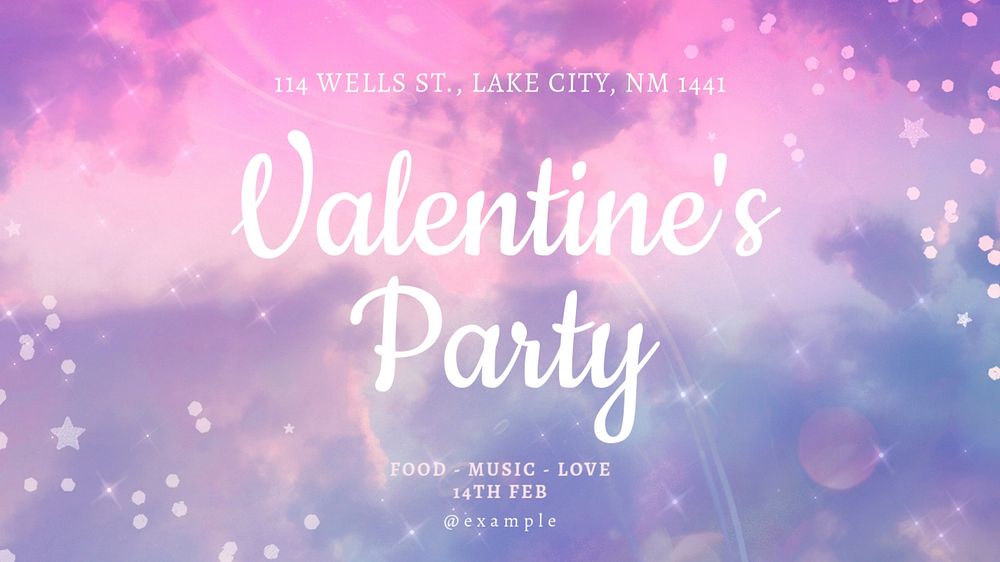 Valentine's party blog banner template, editable text