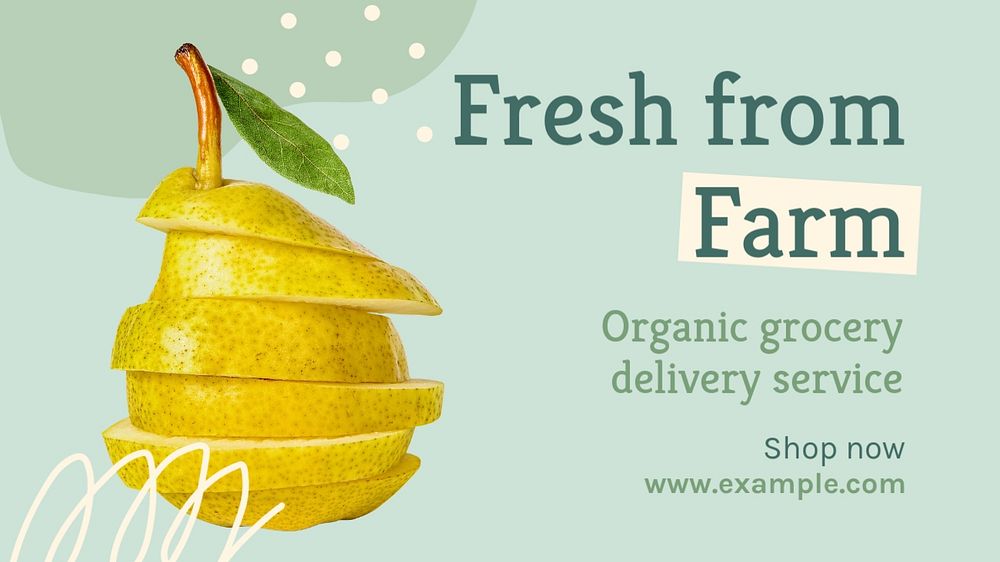 Organic supermarket  blog banner template, editable text