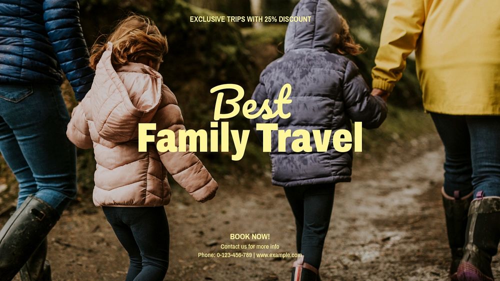Family travel blog banner template, editable text