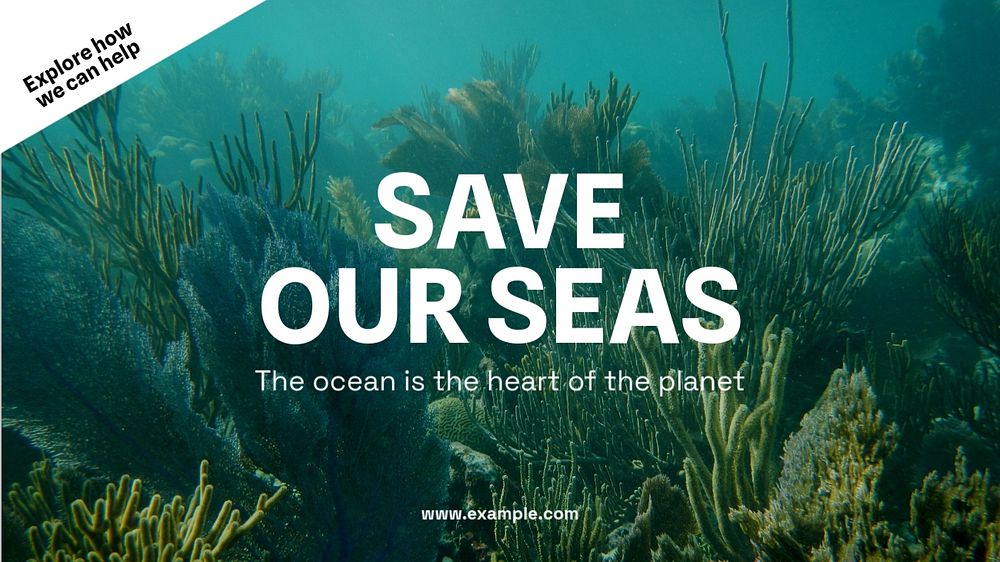 save our seas blog banner template, editable text