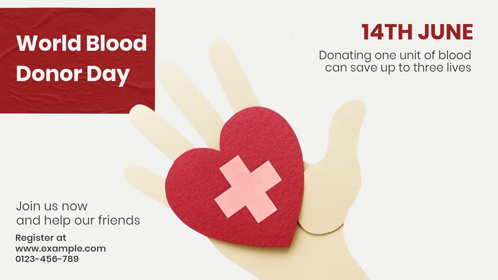 Blood donation blog banner template, editable text