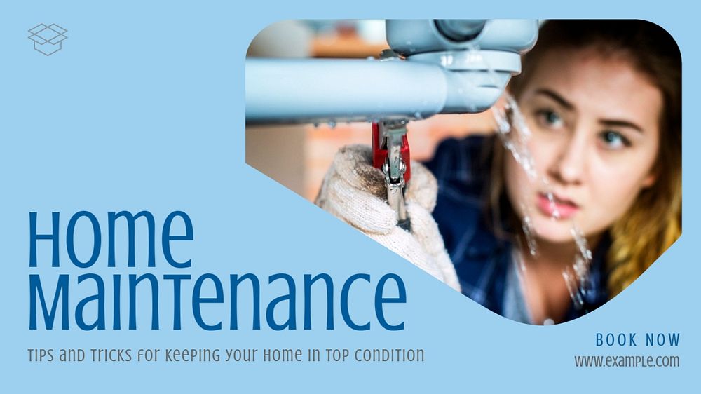 Home maintenance  blog banner template, editable text