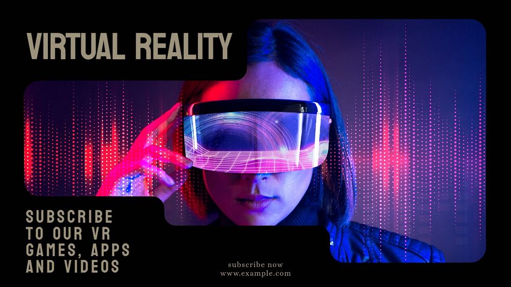 Virtual reality  blog banner template, editable text