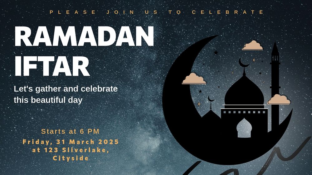 Ramadan iftar blog banner template, editable text