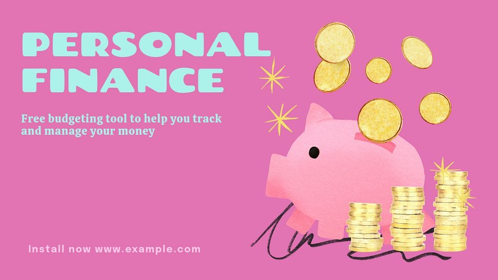 Personal finance  blog banner template, editable text