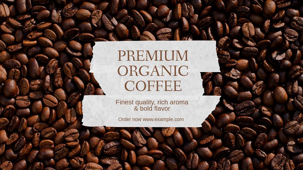 Premium organic coffee blog banner template, editable text