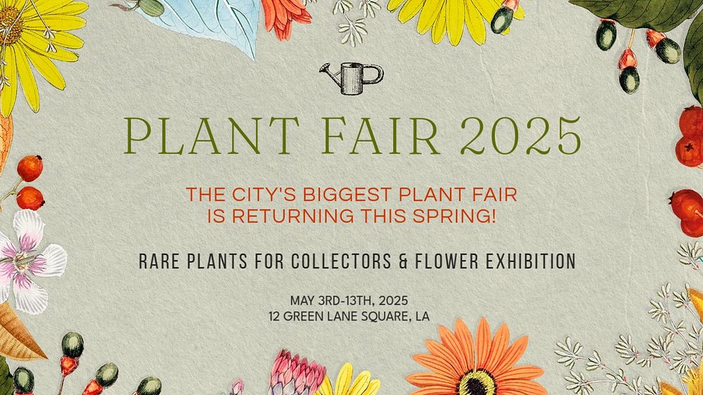 Plant fair blog banner template, editable text