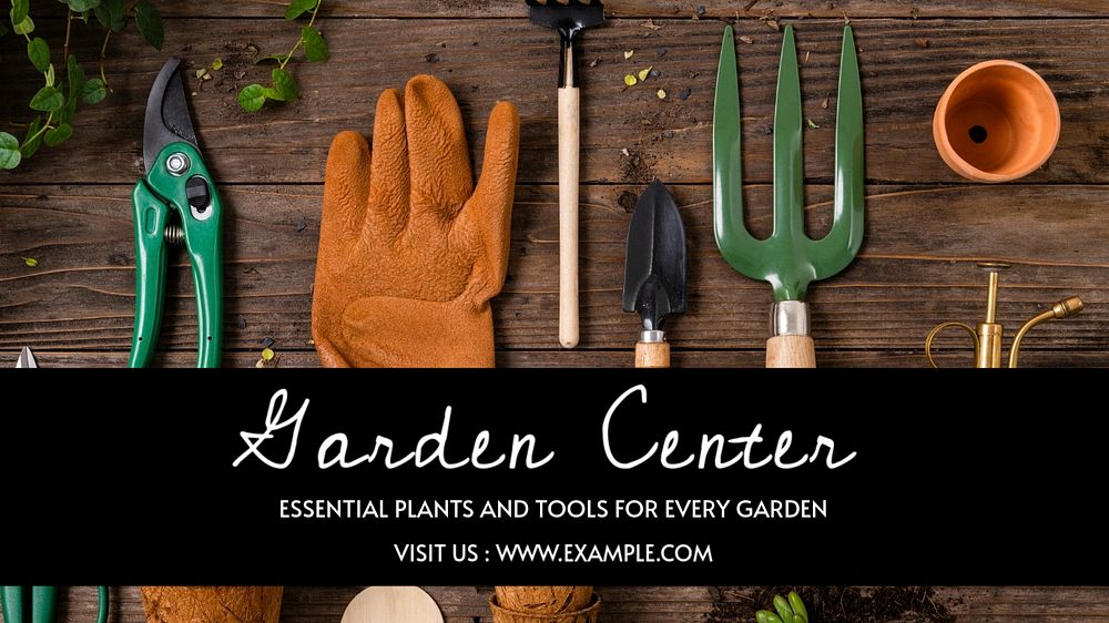 Garden center blog banner template, editable text