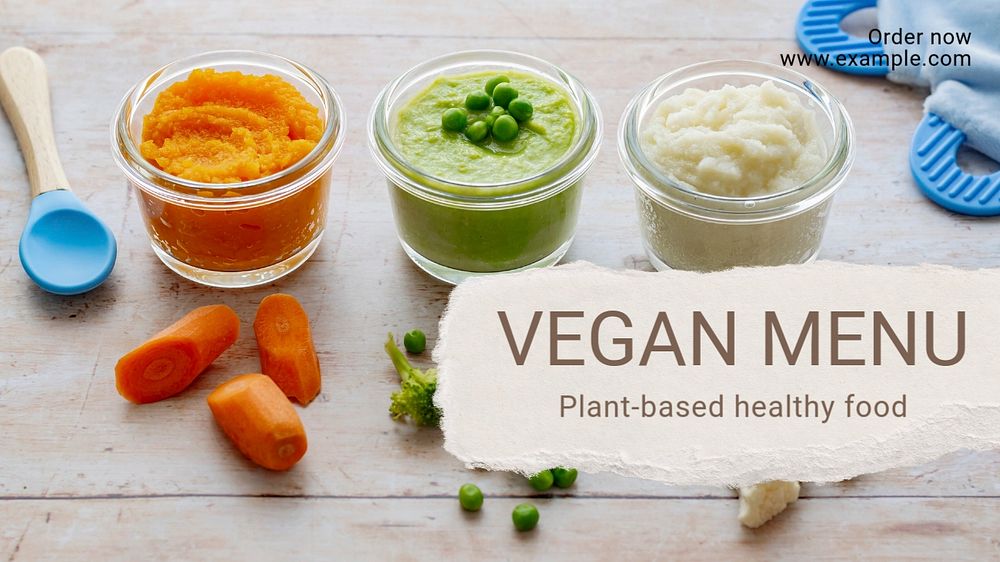 Vegan menu  blog banner template, editable text