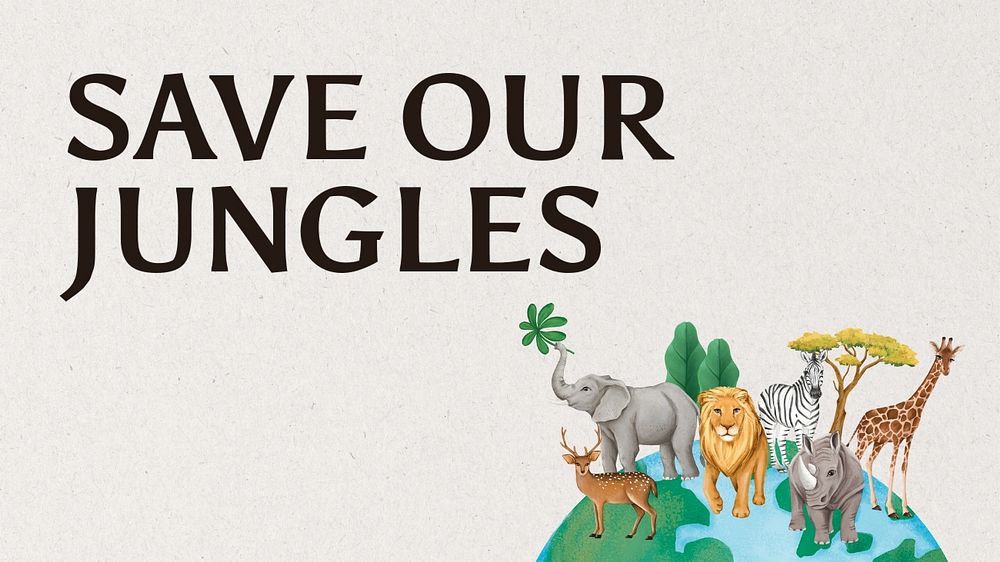 Save our jungles blog banner template, editable text