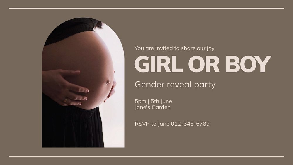 Gender reveal party  blog banner template, editable text