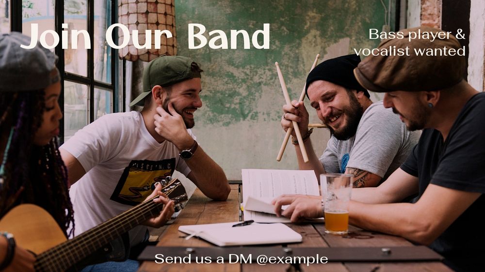 Join our band blog banner template, editable text