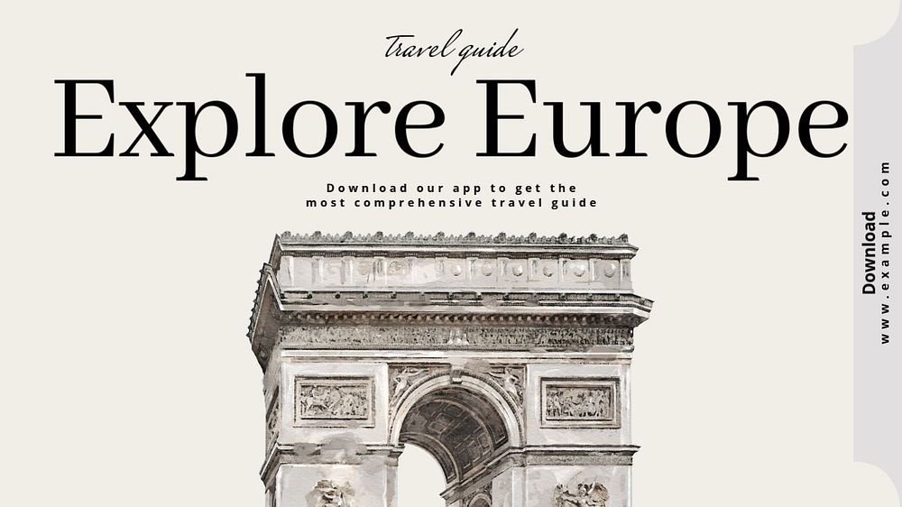 Explore Europe app  blog banner template, editable text