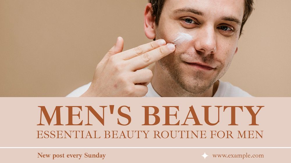 Men's beauty  blog banner template, editable text