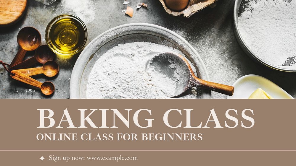 Baking class blog banner template, editable text