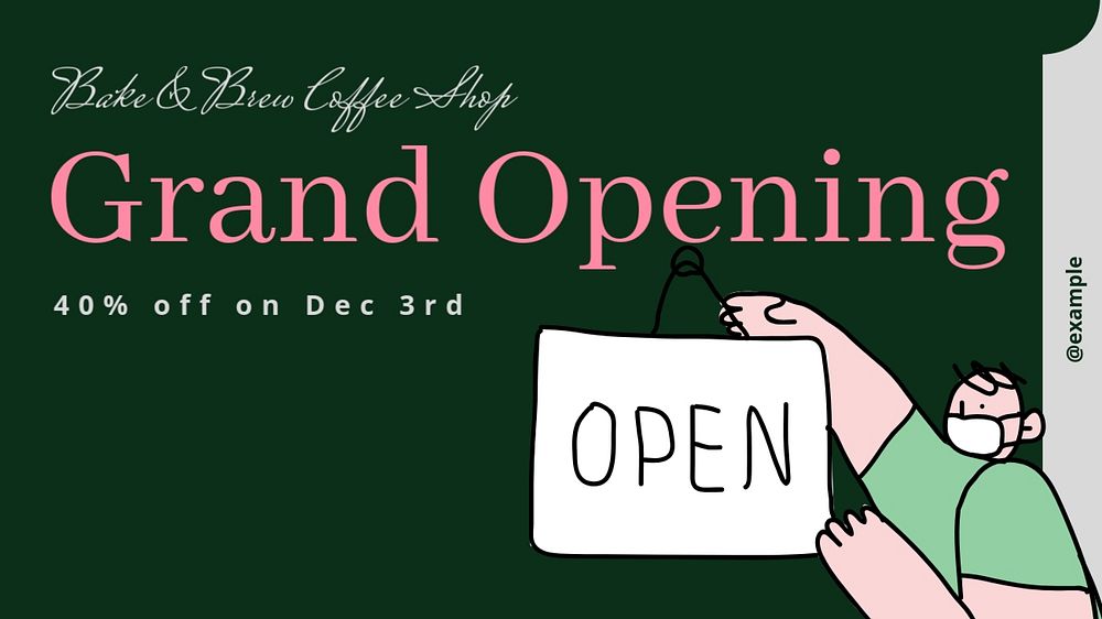 Grand opening  blog banner template, editable text