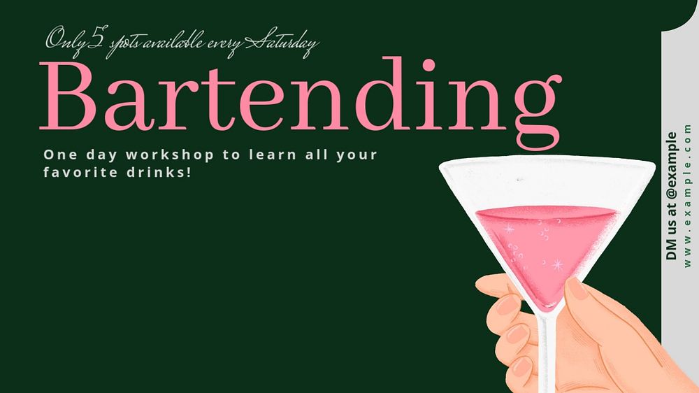 Bartending workshop  blog banner template, editable text