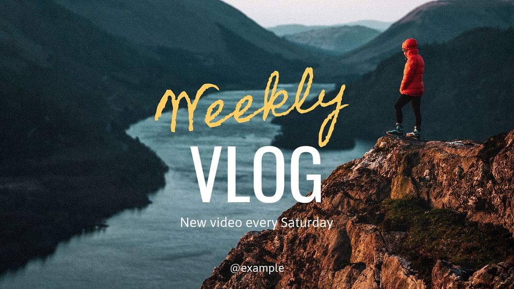 Weekly vlog  blog banner template, editable text