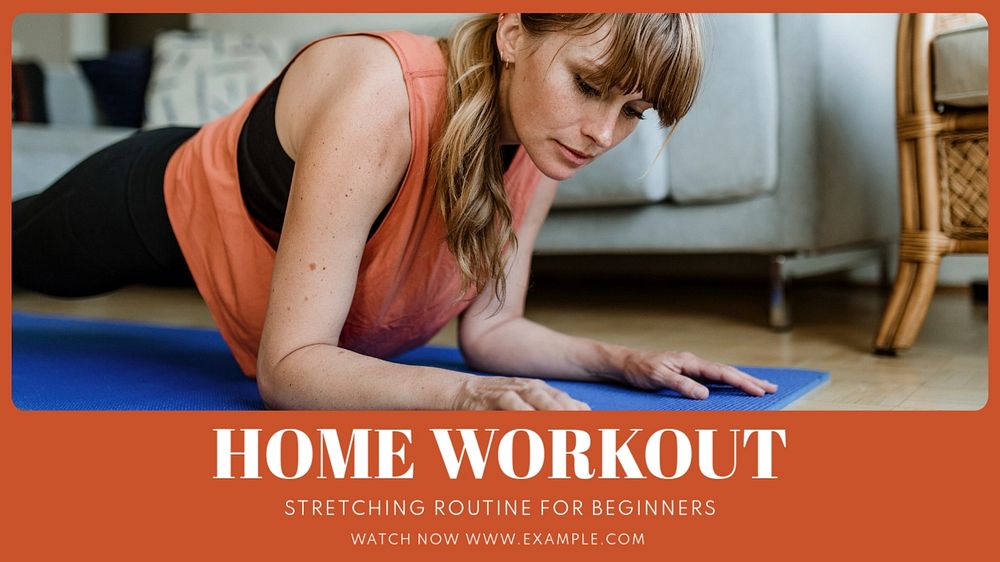 Home workout  blog banner template, editable text