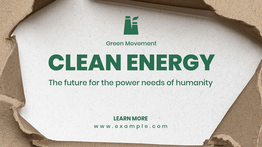Clean energy blog banner template, editable text