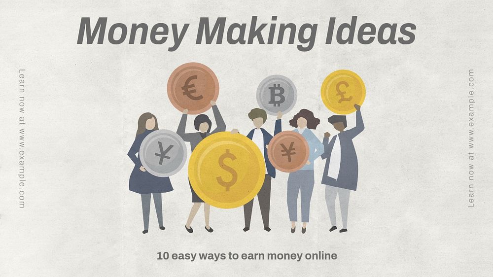 Money making ideas blog banner template, editable text