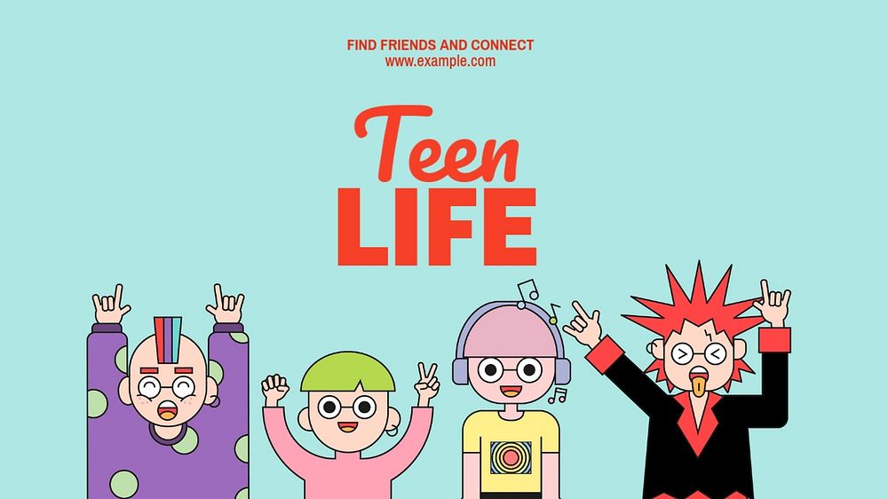 Teen life blog banner template, editable text