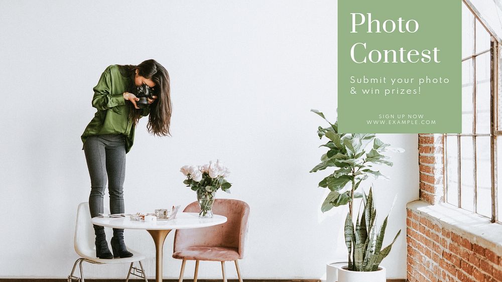 Photo contest  blog banner template, editable text