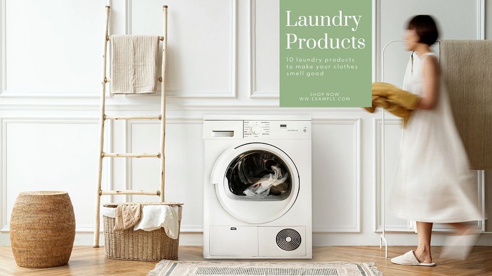 Laundry products  blog banner template, editable text