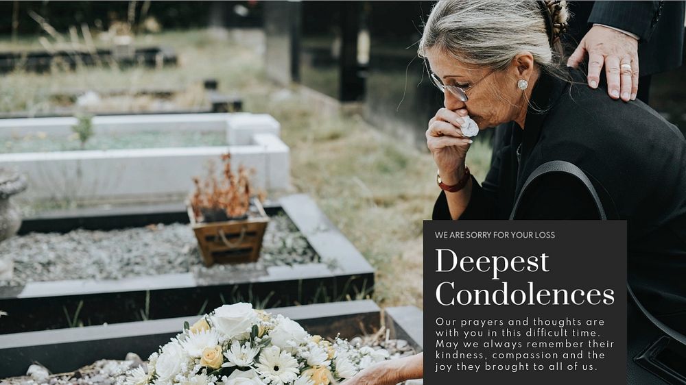 Deepest condolences  blog banner template, editable text