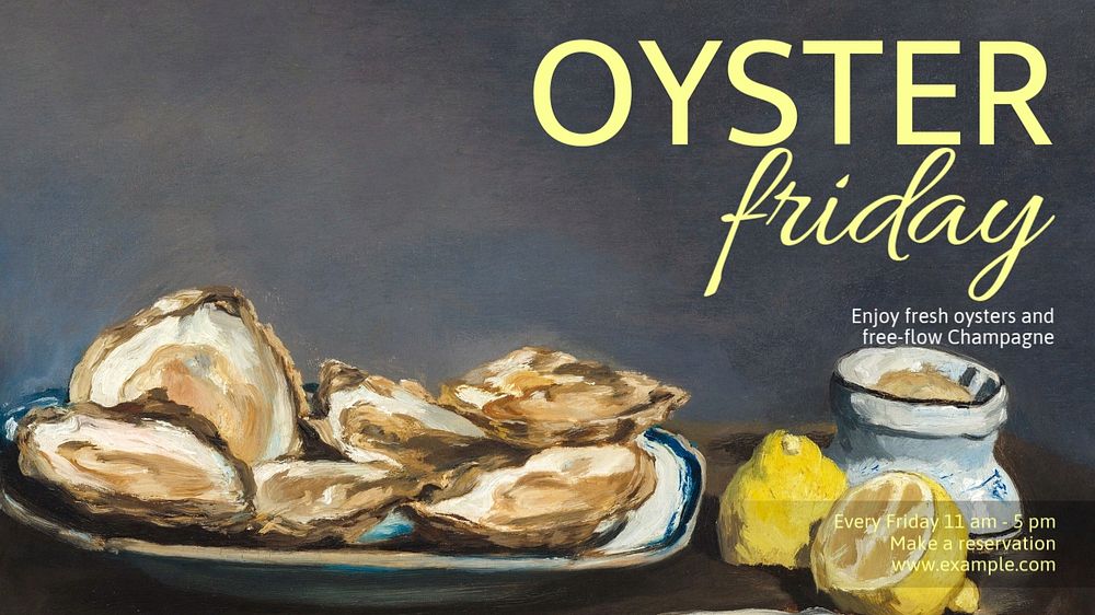 Oyster Friday blog banner template, editable text