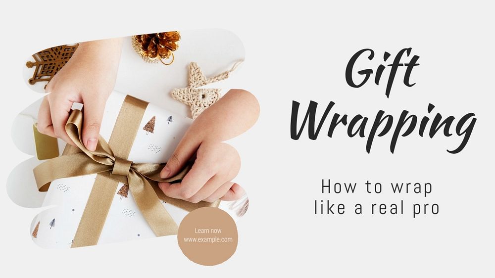 Gift wrapping  blog banner template, editable text