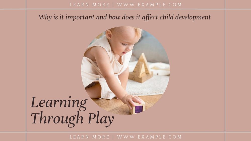 Learning through play  blog banner template, editable text