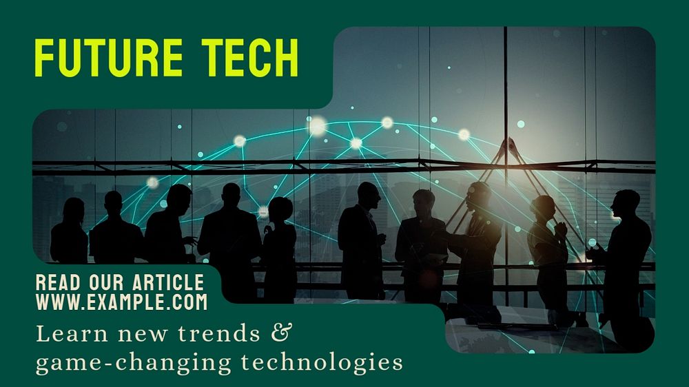 Future technology  blog banner template, editable text