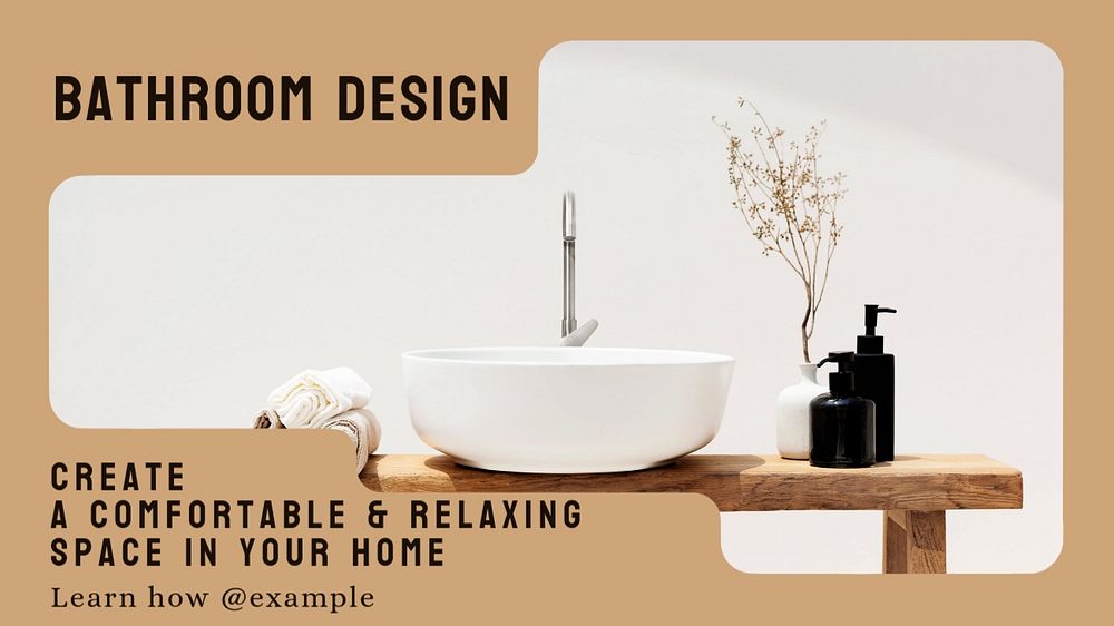 Bathroom design  blog banner template, editable text