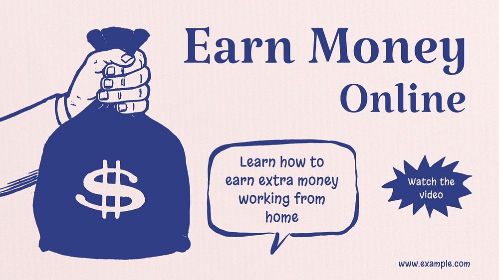 Earn money  blog banner template, editable text