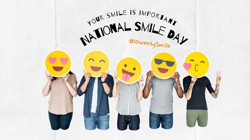 Smile day  blog banner template, editable text