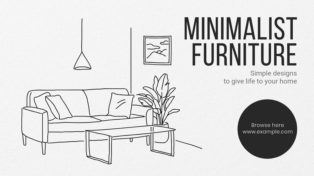 Minimalist furniture  blog banner template, editable text