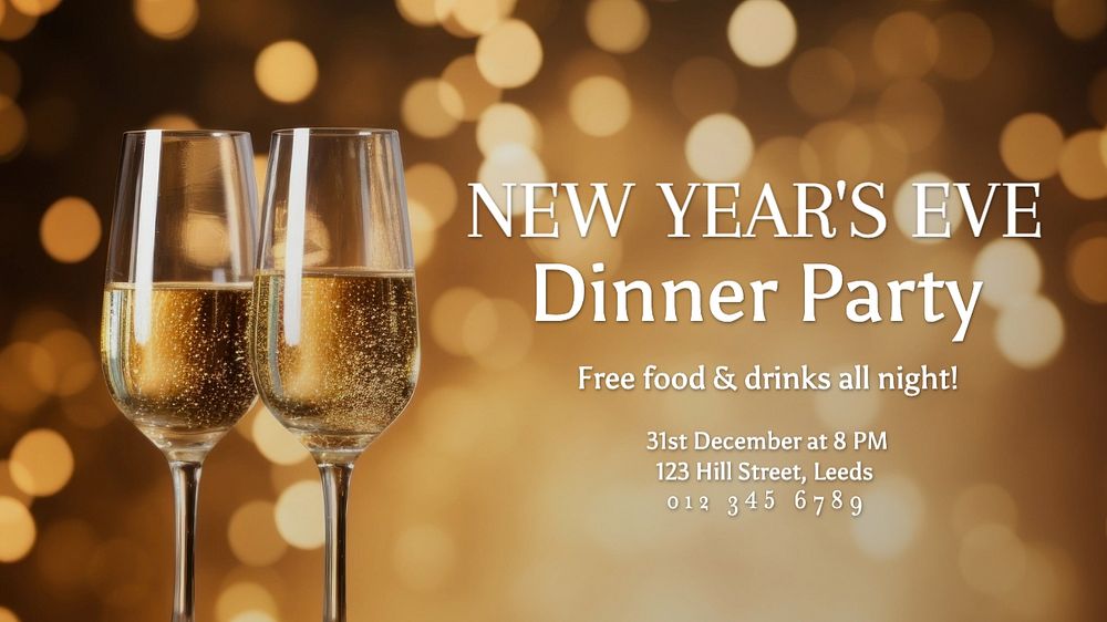 New year's eve party blog banner template, editable text