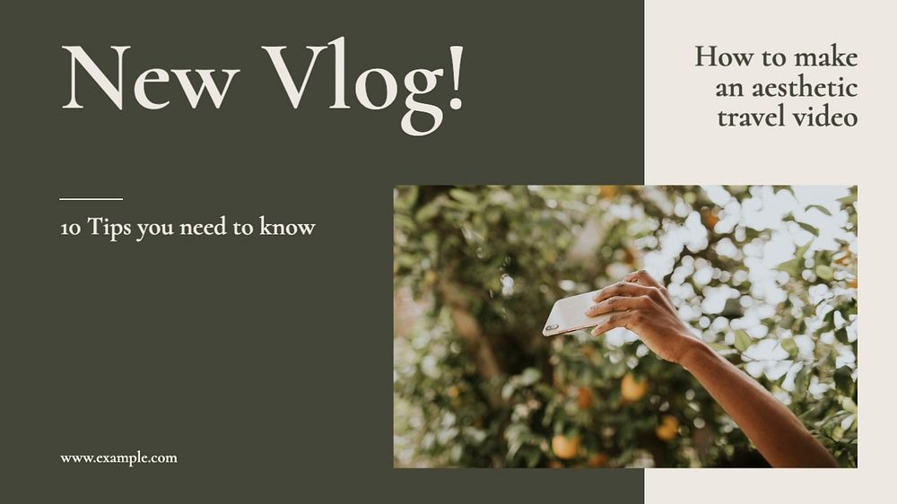 New vlog blog banner template, editable text