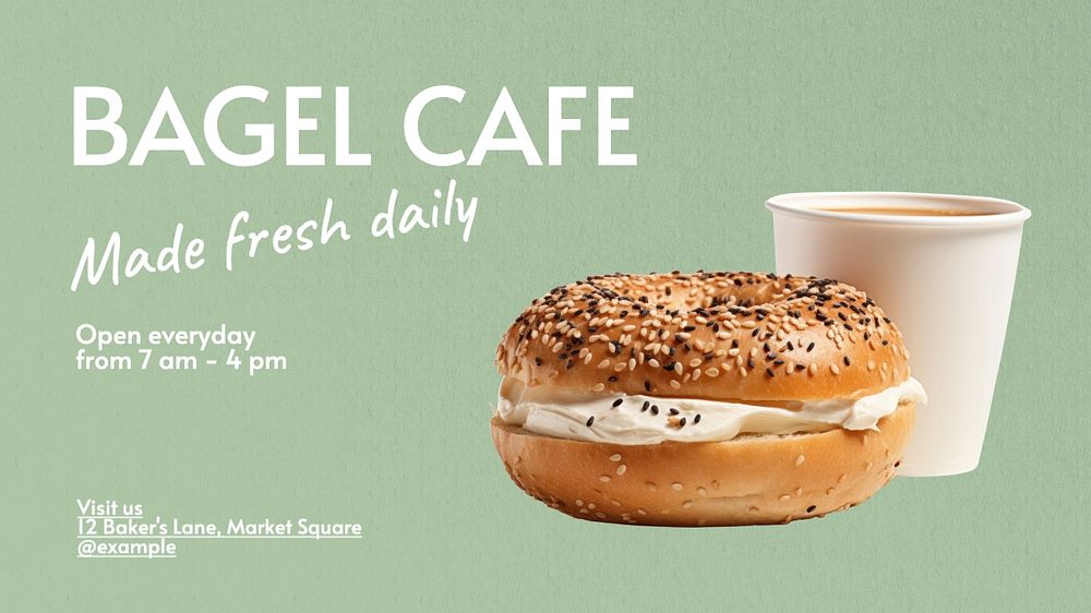 Bagel cafe blog banner template, editable text