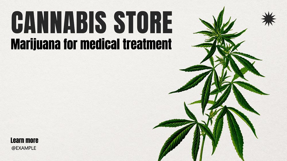 Cannabis store blog banner template, editable text