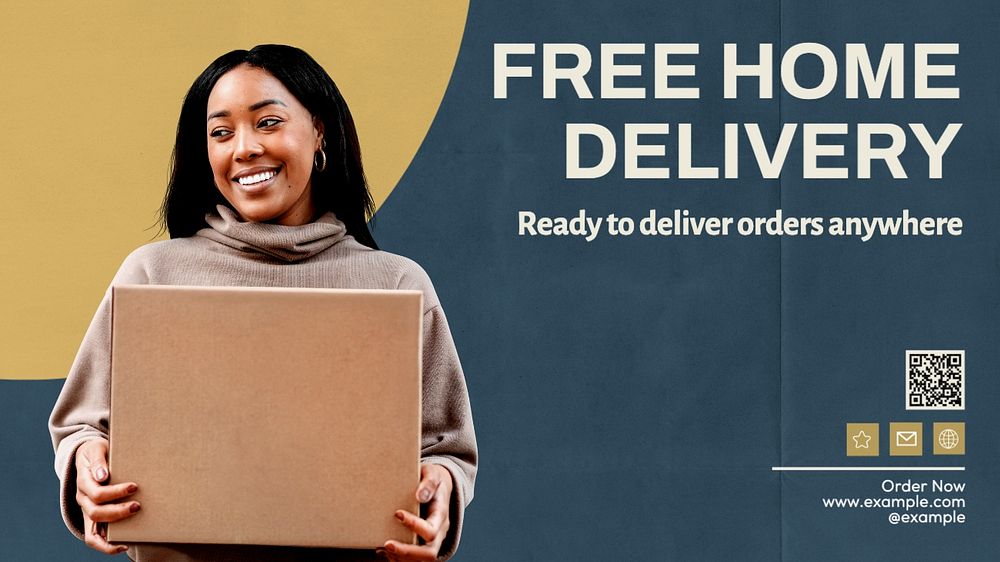 Free delivery blog banner template, editable text