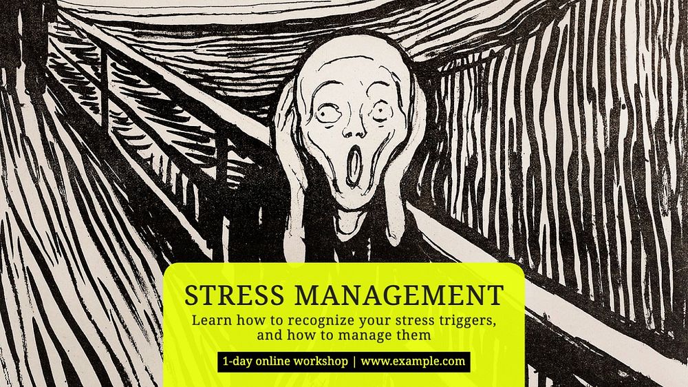 Stress management blog banner template, editable text