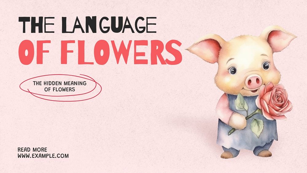 Flower language  blog banner template, editable text