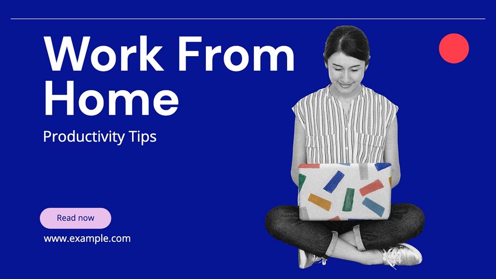 Work from home blog banner template, editable text