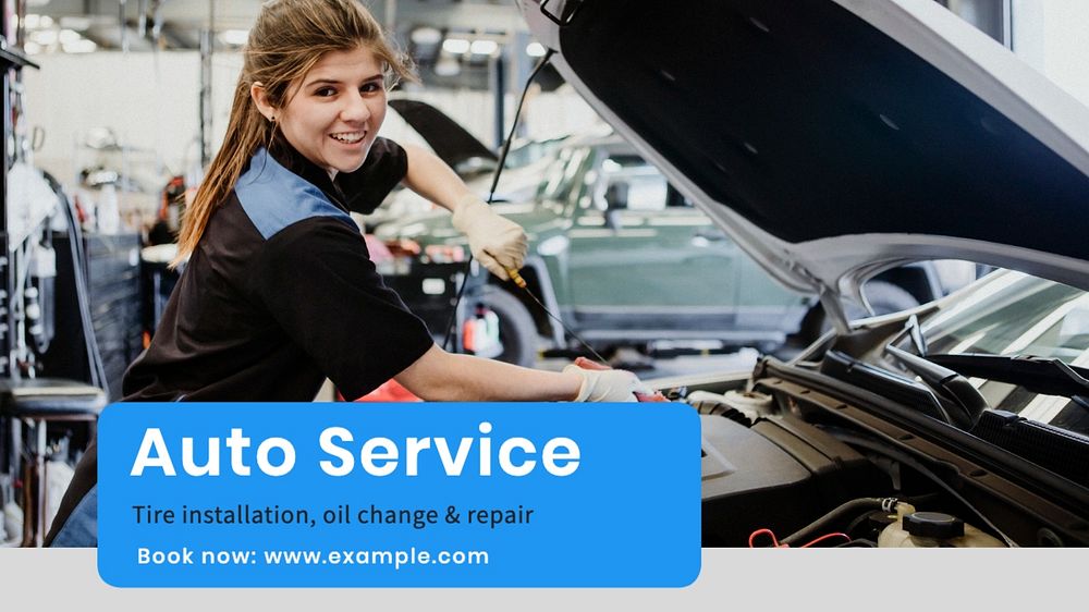 Auto service blog banner template, editable text