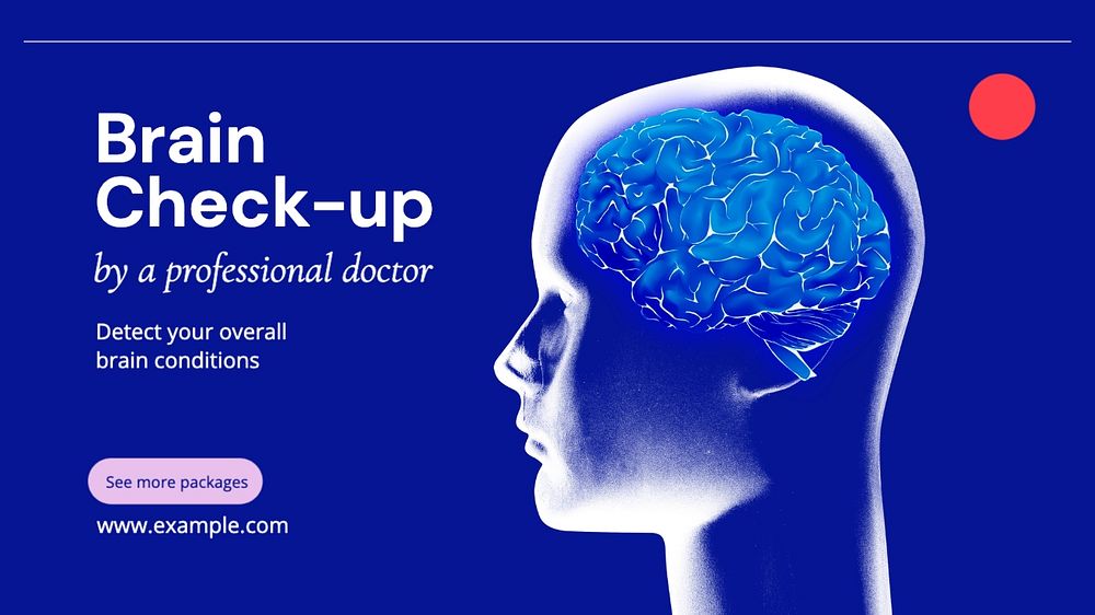 Brain check-up blog banner template, editable text