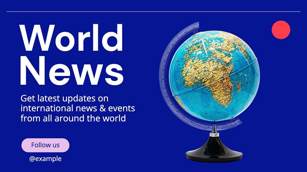 World news blog banner template, editable text